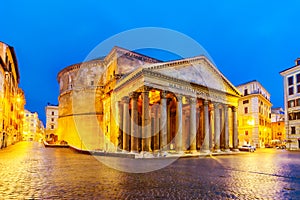 Night view of the Pantheon, Rome, Italy