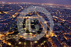 Night view of Paris from the Eiffel Tower