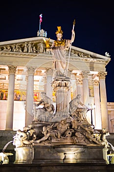 Night view of Parliament building in Vienna