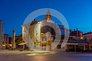 night view of Petar Zoranic square in Zadar, Croatia