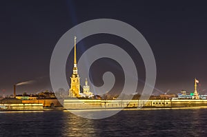 Night view on Peter and Paul fortress in Saint-Petersburg