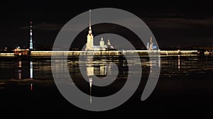 Night view of the Peter and Paul Fortress, St. Petersburg, Russi