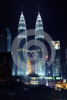 Night view of Petronas Twin Towers, Kuala Lumpur