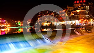 Night-view at Phoenix Town, next to Tuojiang,China