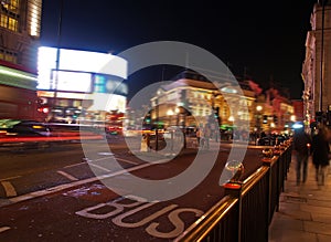 A night view of the Piccadilly Circus in London photo