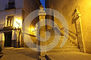 Night view of picturesque old square in Cuenca. Spain photo