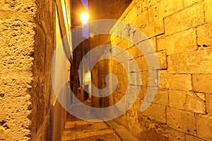 Night view of picturesque old square in Cuenca. Spain photo