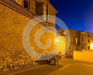 Night view of picturesque residence houses in Utrillas