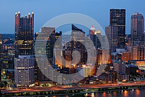 Night view of the Pittsburgh city center