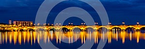 Night view of Pont de pierre in Bordeaux - France