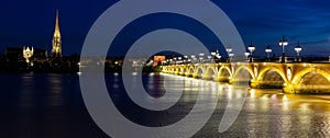 Night view of Pont de pierre, Bordeaux