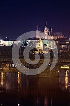 Night view of Prague Castle