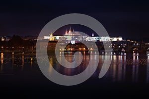 Night view of Prague Castle