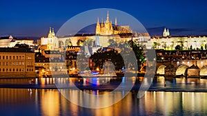 Night view of Prague Castle