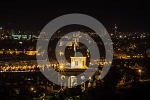 Night View from the Prague Castle on the old town in summer in Prague, Czech Republic