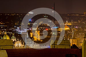 Night View from the Prague Castle on the old town in summer in Prague, Czech Republic