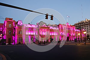 Night view of Presidential palace,Casa Rosada,Pink House in Buenos Aires