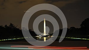 Night view of Reflection pool at National Mall, Washington DC