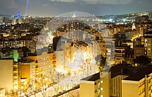 Night view of residence district in Barcelona