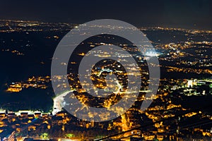 Night view of Rimini from the altitude