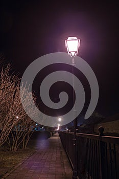 Night view on the river Pakra from promenade locally called Venice.