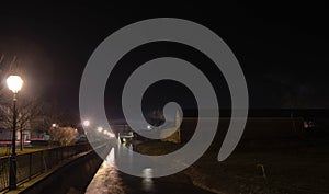 Night view on the river Pakra from promenade locally called Venice.