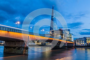 Night view of river Thames,London Bridge and skyline of London, United Kingd