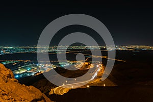 Night view of the road to Jebel Hafeet