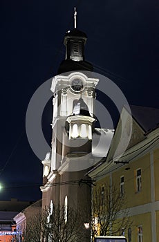 Night view of Roman Catholic Cathedral St. George in Uzhgorod