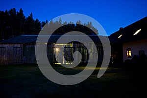 Night view of a rural house in Poland