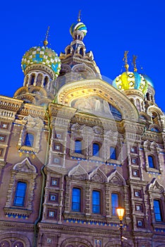 Night view on Russia Orthodox Church Spas na Krovi, St. Petersburg