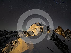 Night view from Rysy peak during winter photo