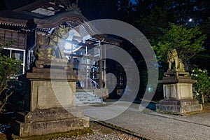 Night view of saichi jinja shinto shrine, Kanazawa, Japan