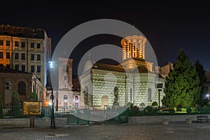 Night view of Saint Anton Church (The Old Princely Court Church) in Bucharest