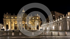 Night view of Saint Peter\'s Square in Vatican City, Rome