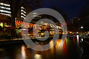 Night view of the San Antonio Riverwalk