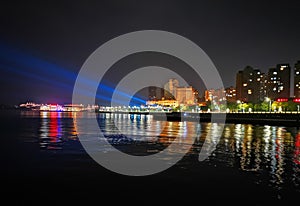 Night view of a seaside city,Yantai,China