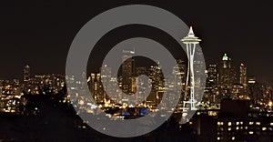 Night View on Seattle Downtown