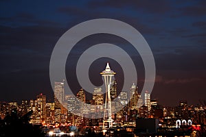 Night view of Seattle downtown