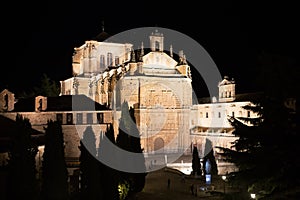 A night view of a section of the Church of St Stephen on Plaza del Concilio de Trento, Salamanca photo