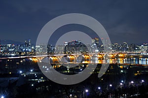 The night view of Seongsan Bridge in Seoul