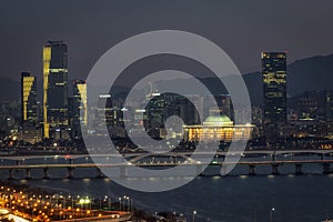 Night view of Seongsan bridge and Yeouido