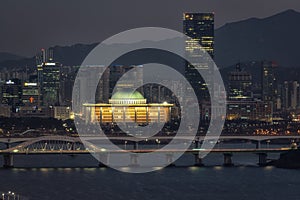 Night view of Seongsan bridge and Yeouido photo