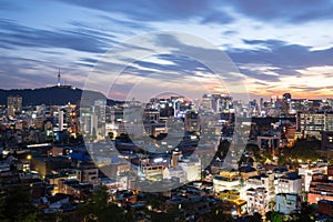 Night view of Seoul city, South Korea.