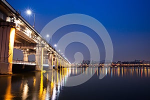 Night view of Seoul near Banpo Bridge