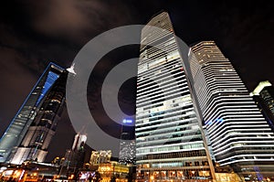 Night view of Shanghai financial center, China