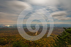 Night view of the Shenandoah Valley from the Massanutten Storybook Trail overlook in George Washington National Forest, Luray,