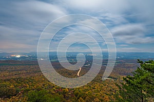 Night view of the Shenandoah Valley from the Massanutten Storybook Trail overlook in George Washington National Forest, Luray,