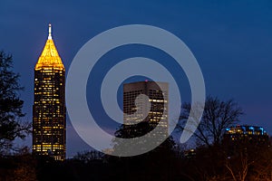 Night view of skyscrapers of Atlanta, USA