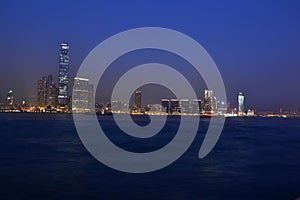 Night view of skyscrapers Hong Kong island